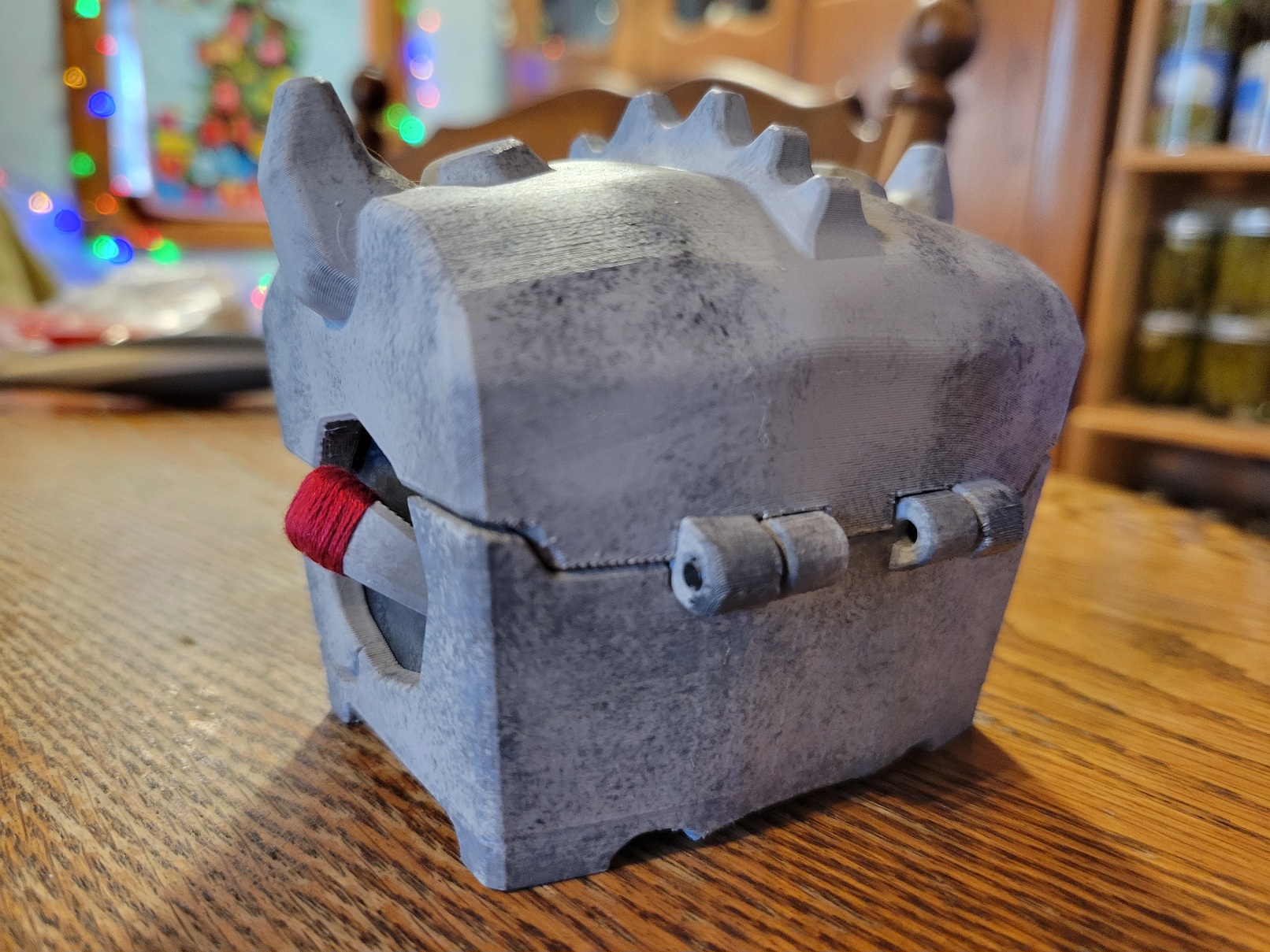 The 3D printed chest seen from behind