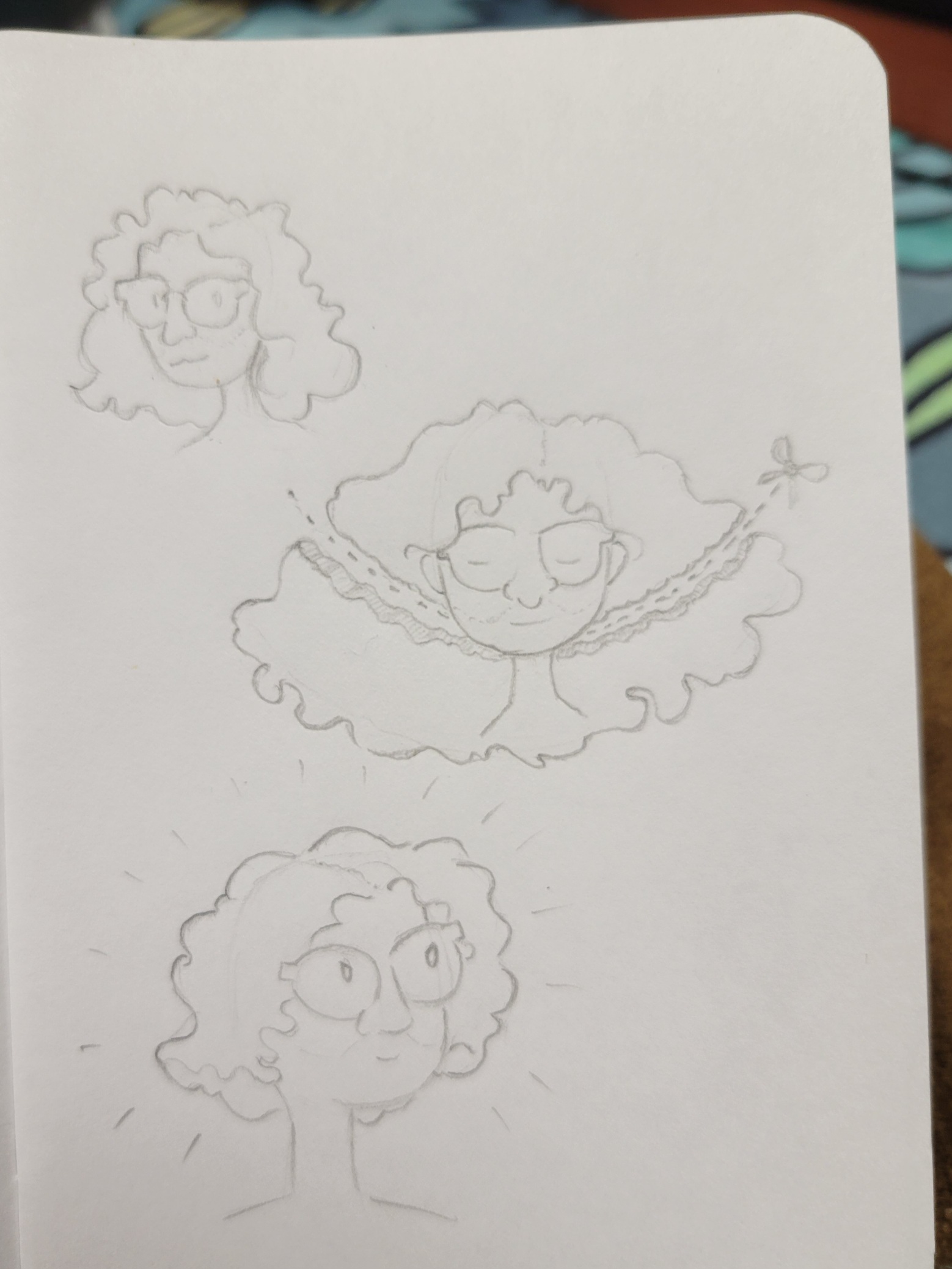 a one-page cartoon showing me with shoulder-length hair, then the hair being pulled out in a halo and sliced with scissors. The final picture is me with a cute curly bob; there are lines of confidence launching out in all directions