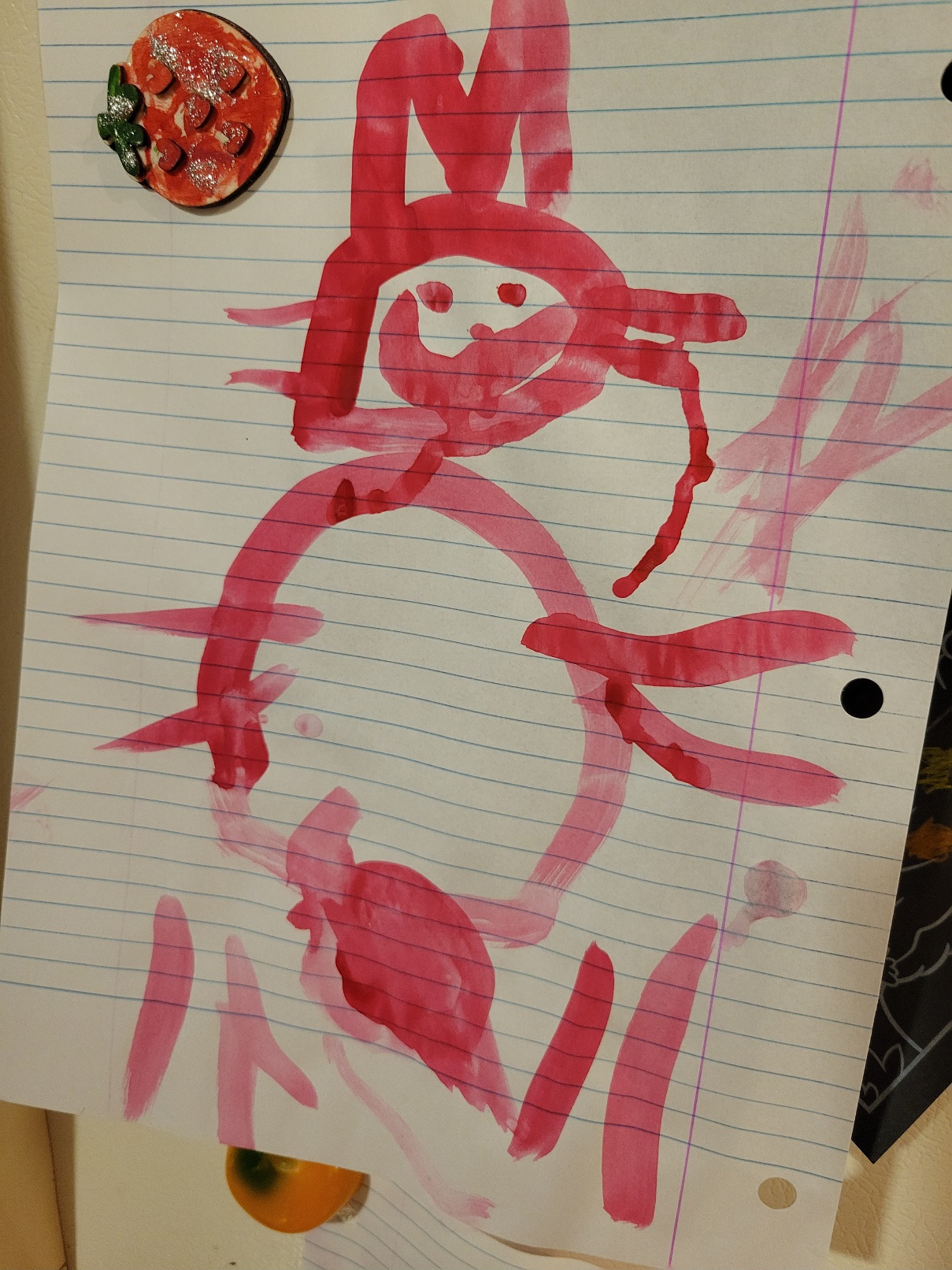 A 5 year old's painting of a bunny